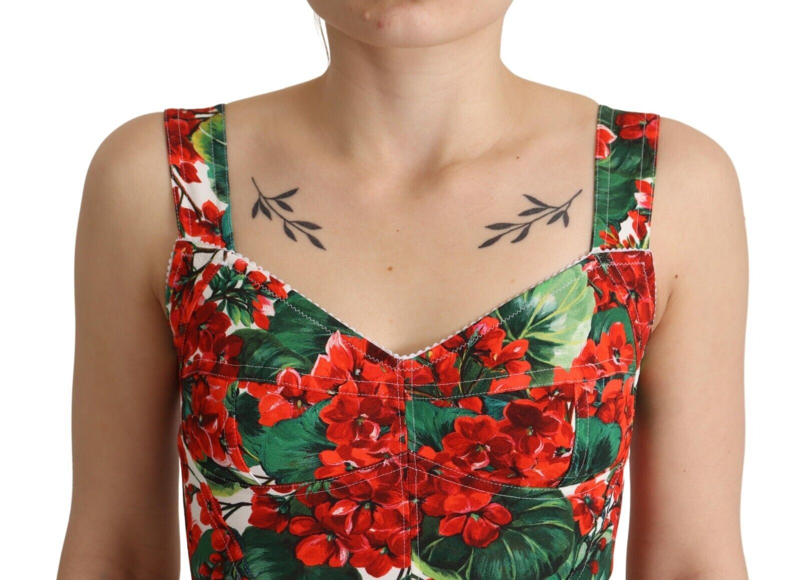 Dolce & Gabbana Elegant Red Cropped Top with Geranium Women's Print