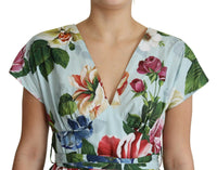 Dolce & Gabbana Floral Elegance V-Neck Cotton Women's Dress7