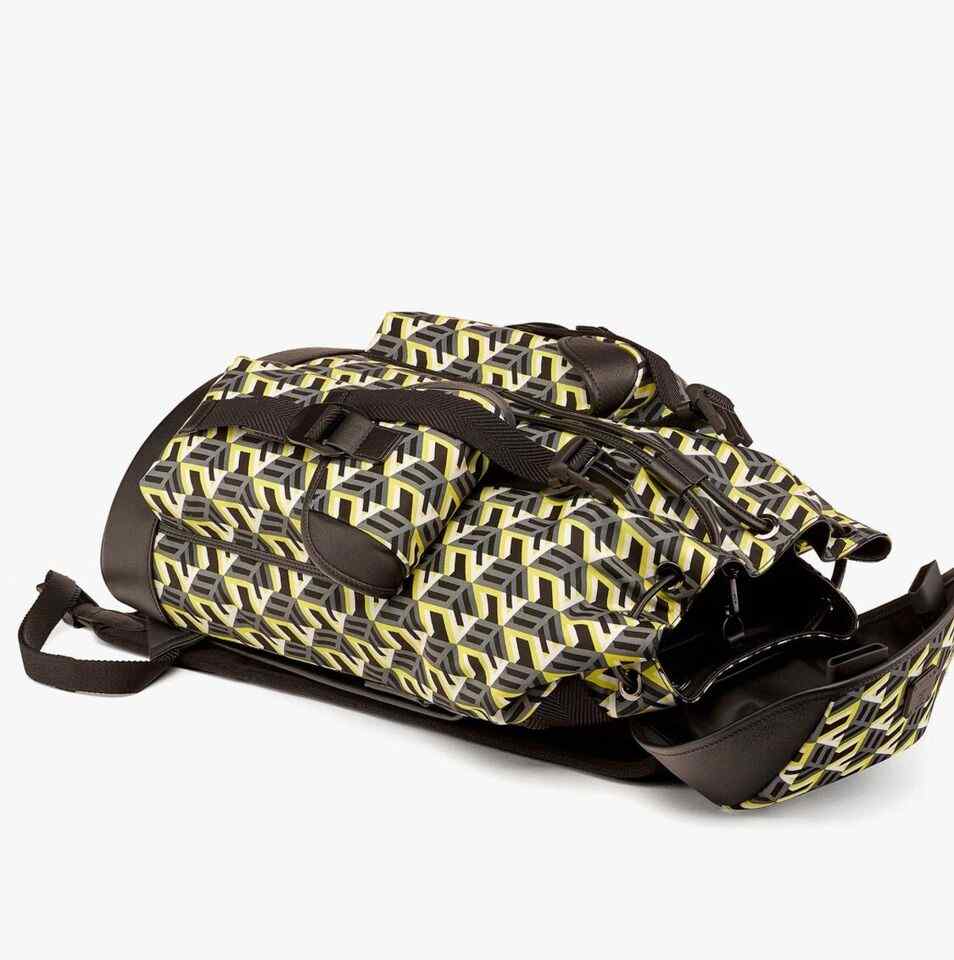 MCM Brandenburg Yellow/Black Cubic Monogram Unisex Nylon Backpack