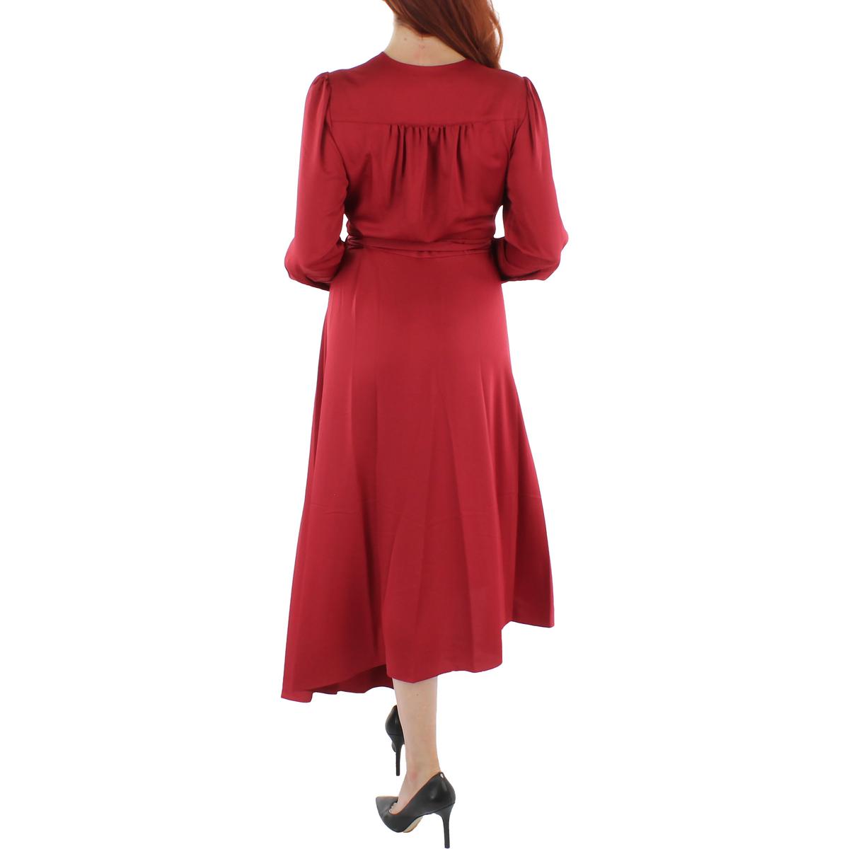 Womens Fit & Flare Midi Wrap Dress