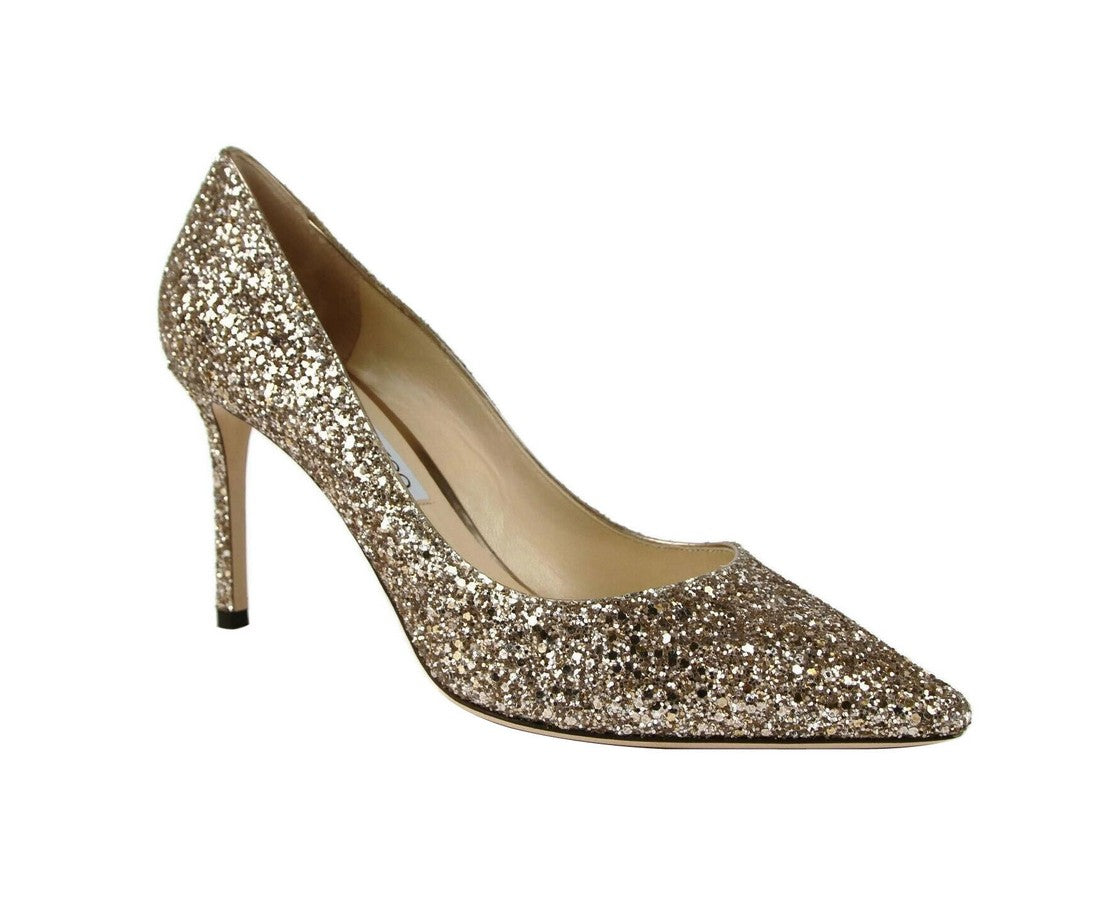 Jimmy Choo Women's Romy 85 Champagne Coarse Glitter Pumps (41.5 EU / 11.5 US)