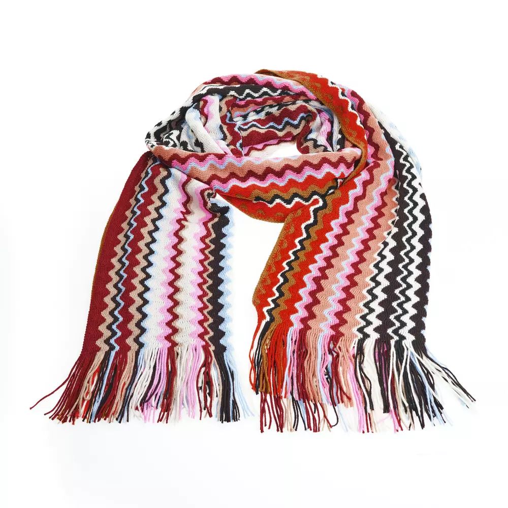 Missoni Geometric Pattern Fringed Scarf in Vibrant Women's Tones