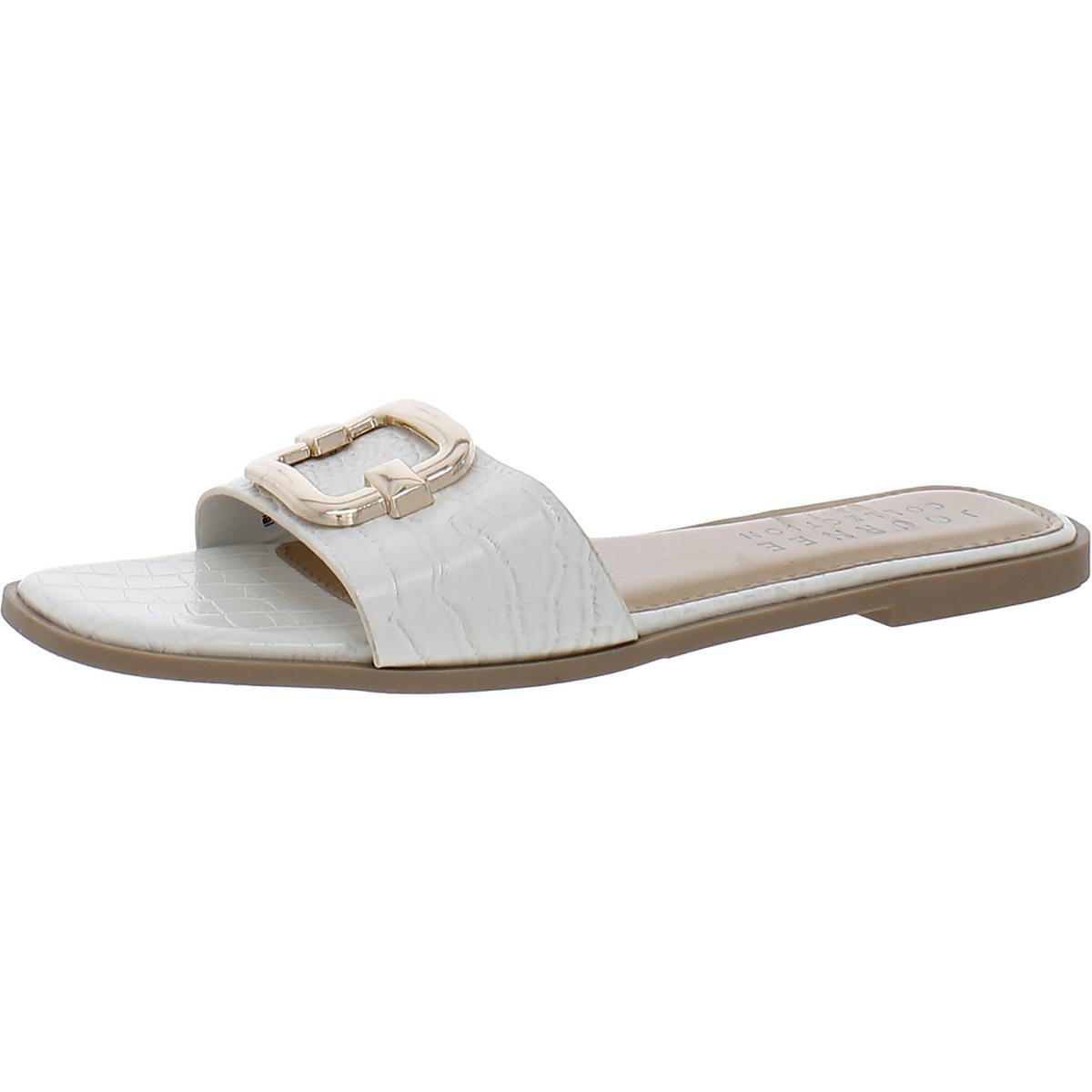 Womens Faux Leather Slide Sandals