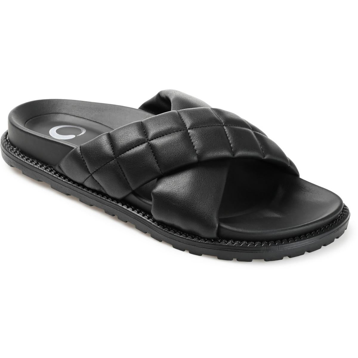 Aveena Womens Faux Leather Slide Sandals