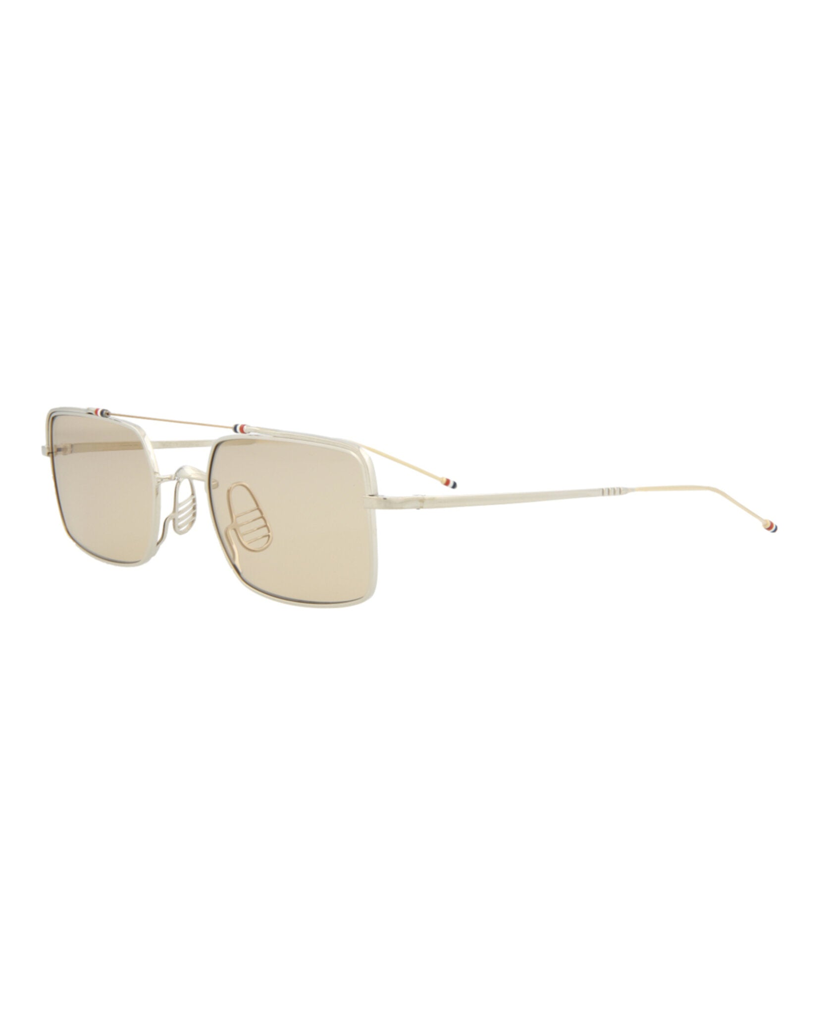 Thom Browne Unisex Square/Rectangle White Gold/Silver Brown Fashion Designer Eyewear