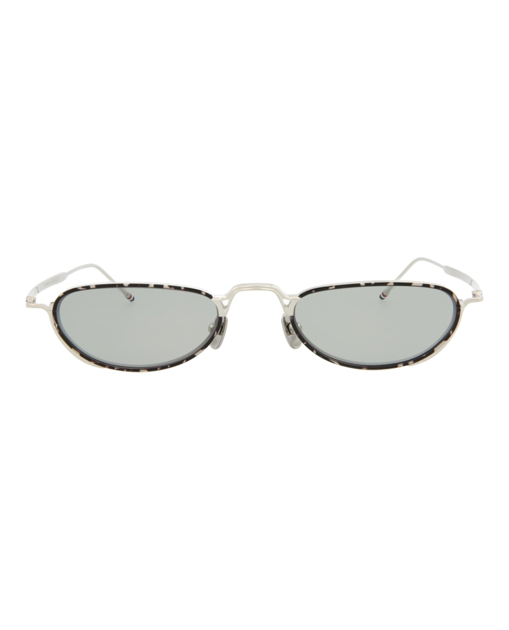 Thom Browne Unisex Round/Oval Silver/Grey Tortoise Grey Fashion Designer Eyewear