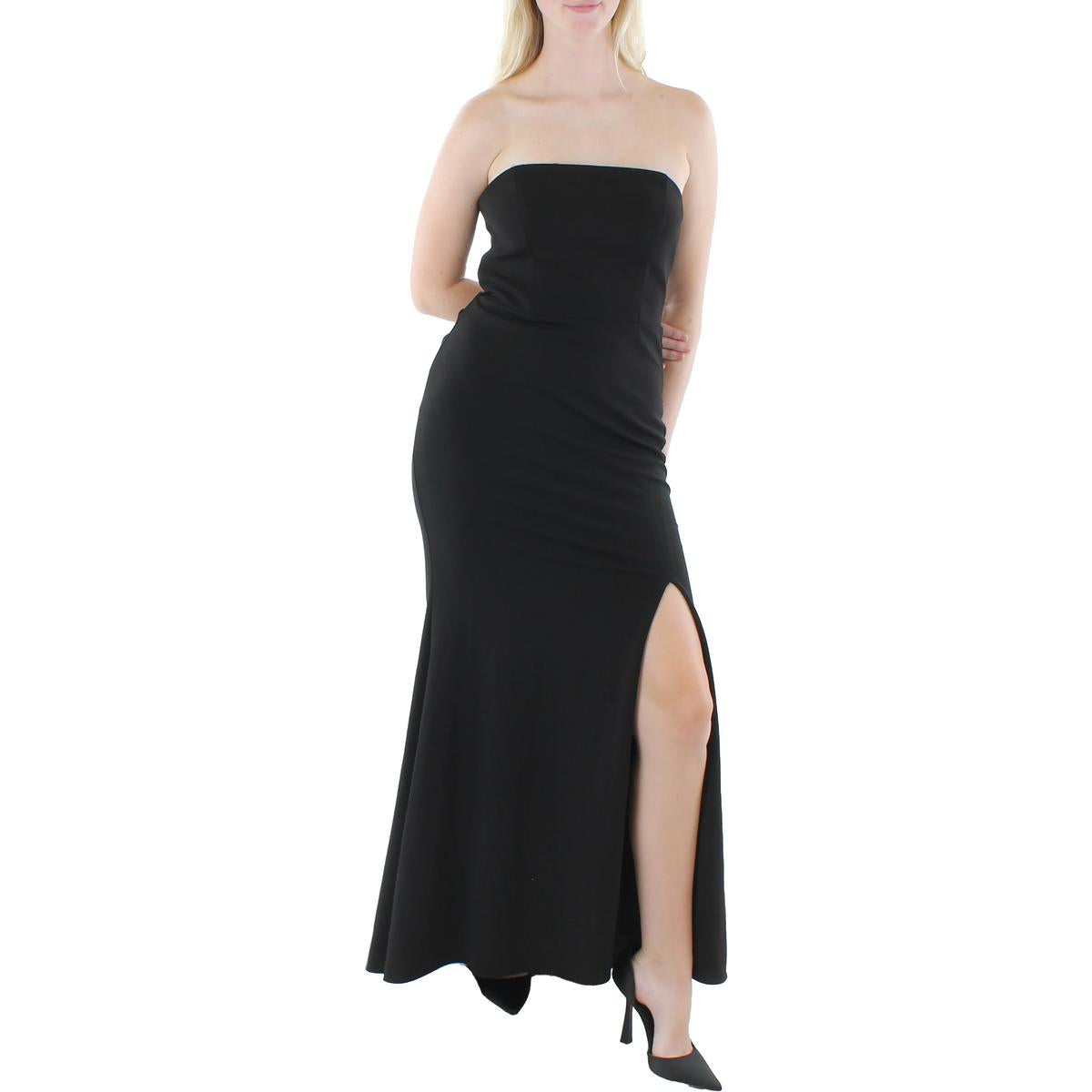 Womens Embellished Slit Evening Dress