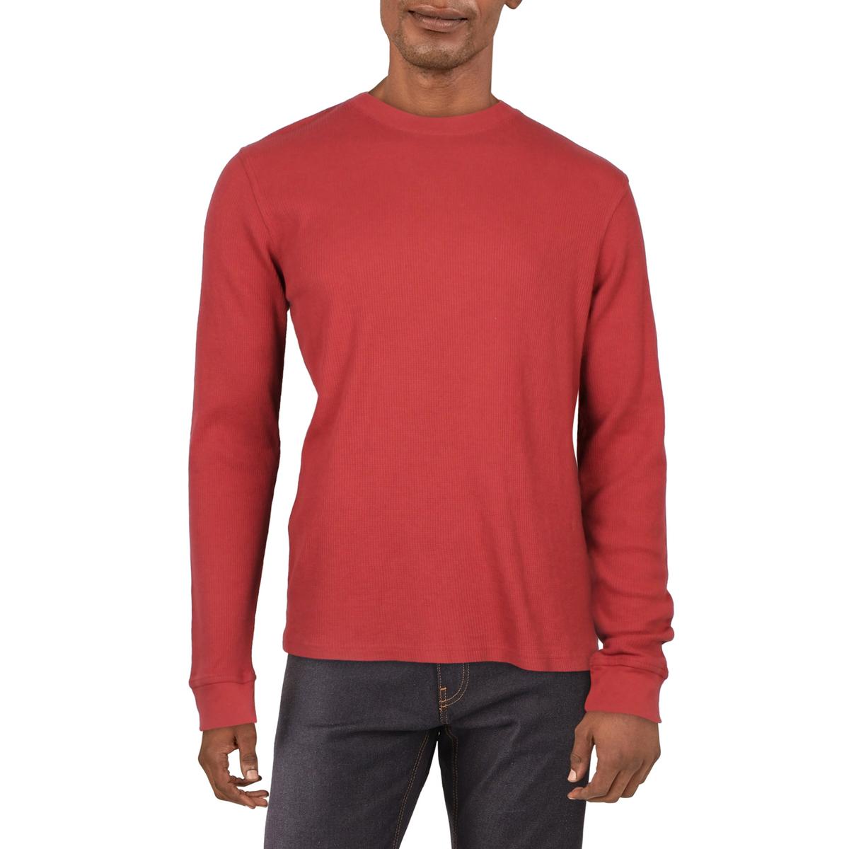 Mens Waffle Knit Crewneck Thermal Shirt