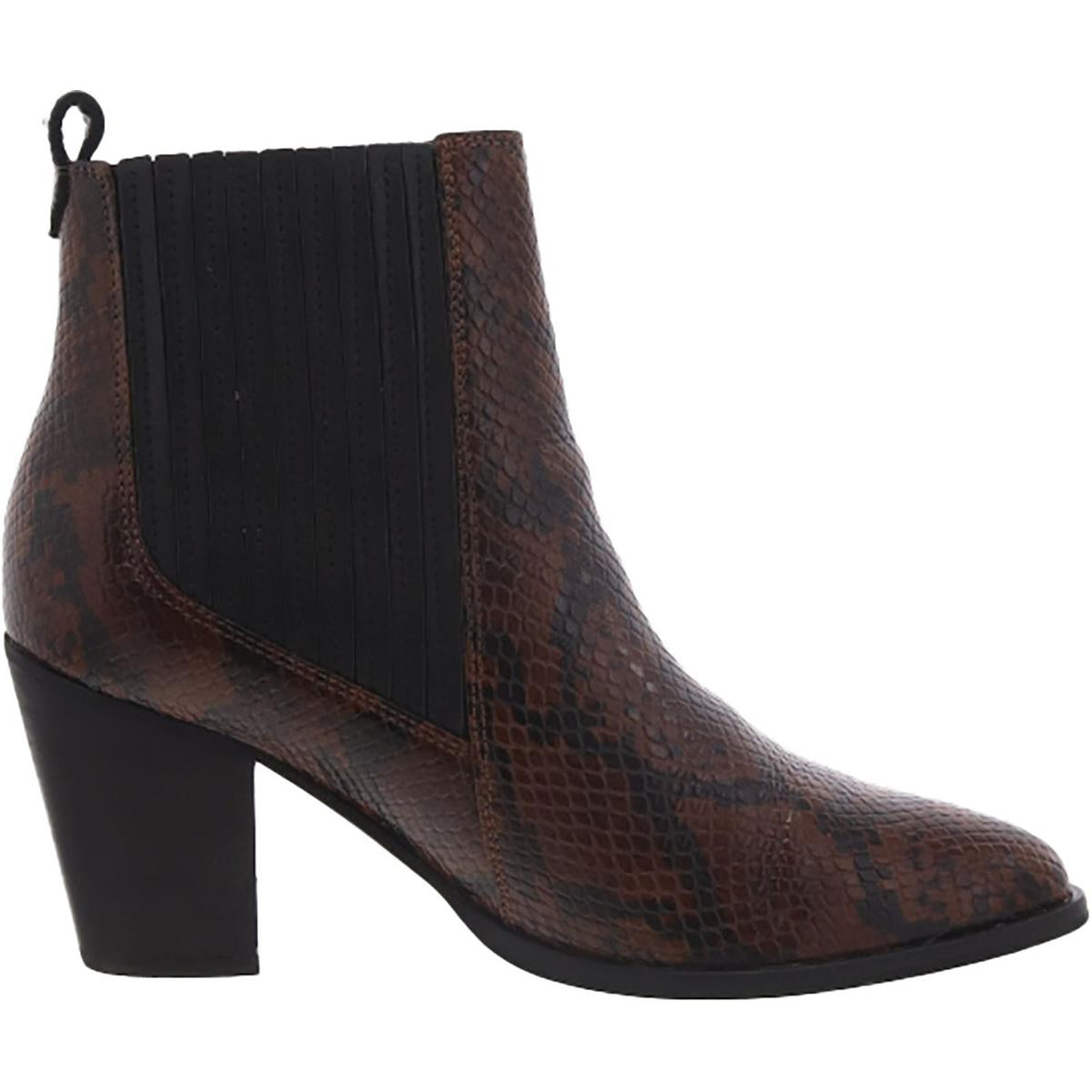 West Lo Womens Leather Embossed Ankle Boots