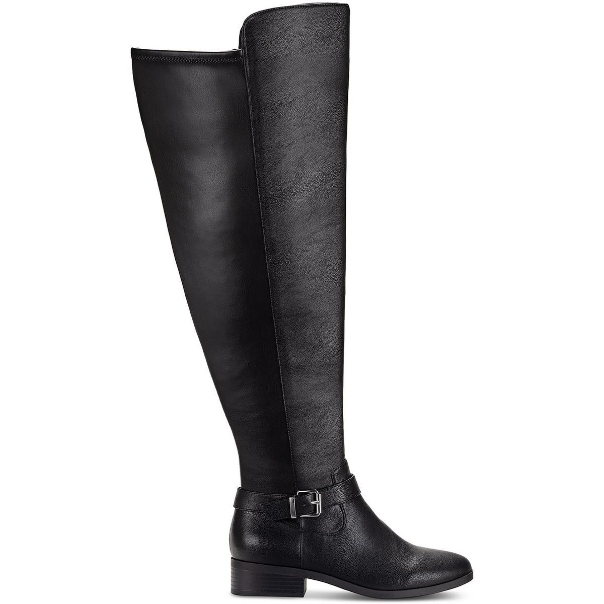 Charlaa Womens Faux Leather Buckle Over-The-Knee Boots