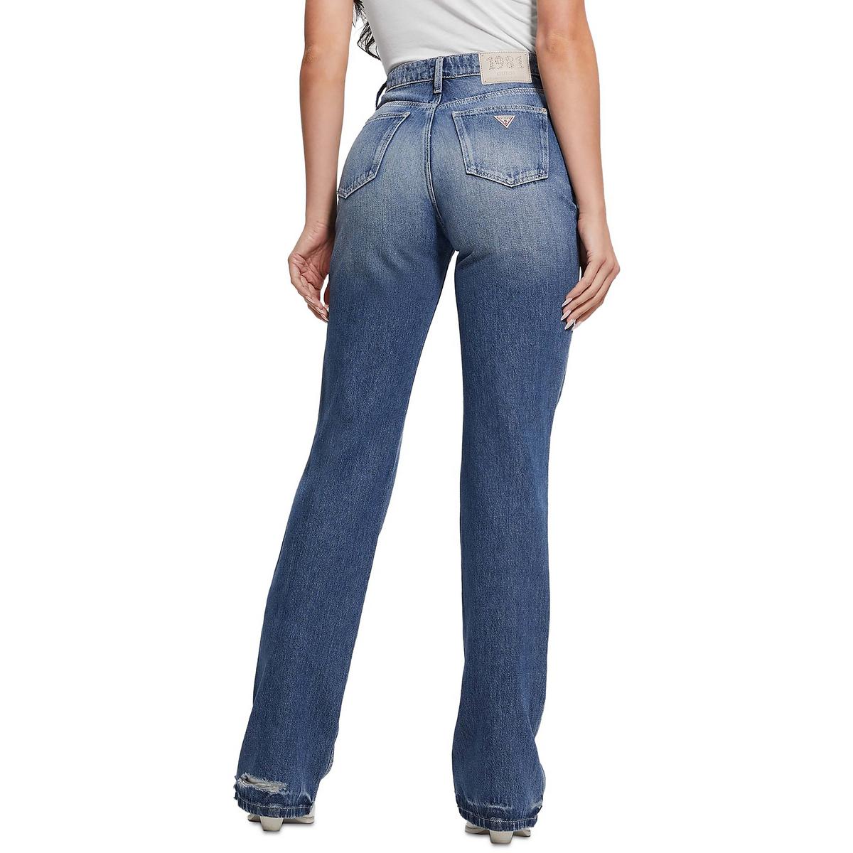 80s Womens Embellished High Rise Straight Leg Jeans