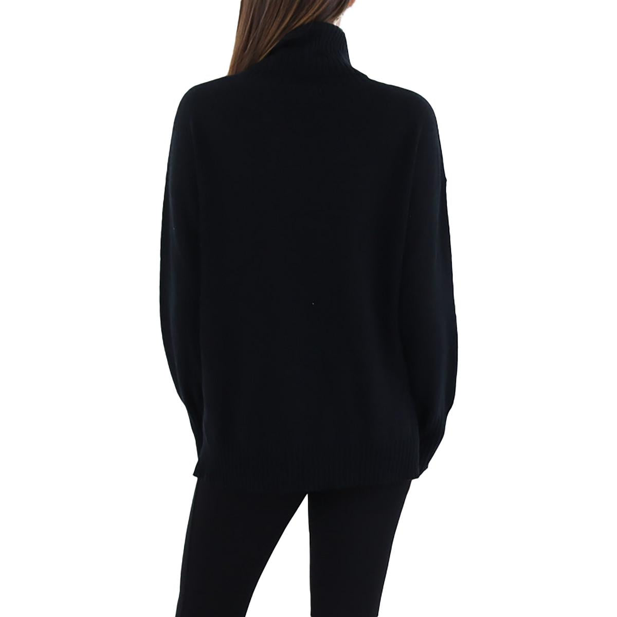 Womens Cashmere Drop Shoulder Mock Turtleneck Sweater