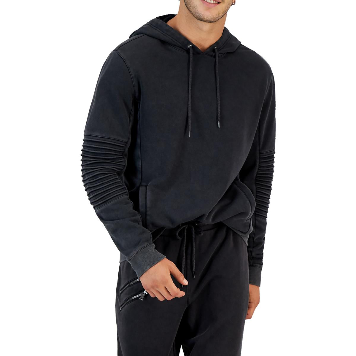 Mens Fleece Moto Hoodie