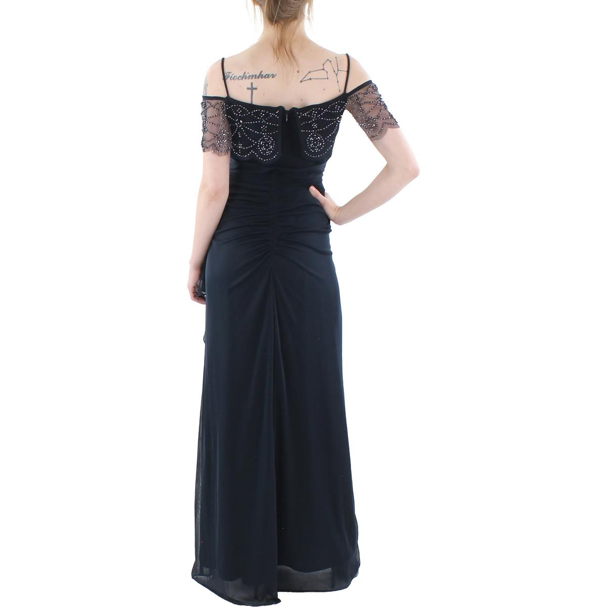 Womens Mesh Embellished Evening Dress