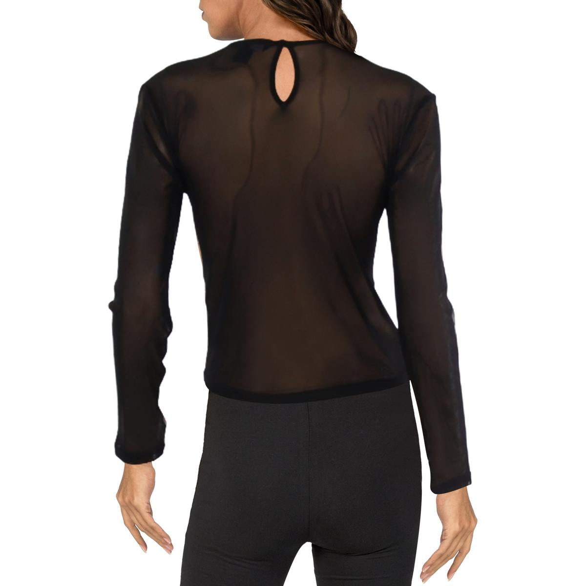 Womens Long Sleeve Mesh Pullover Top