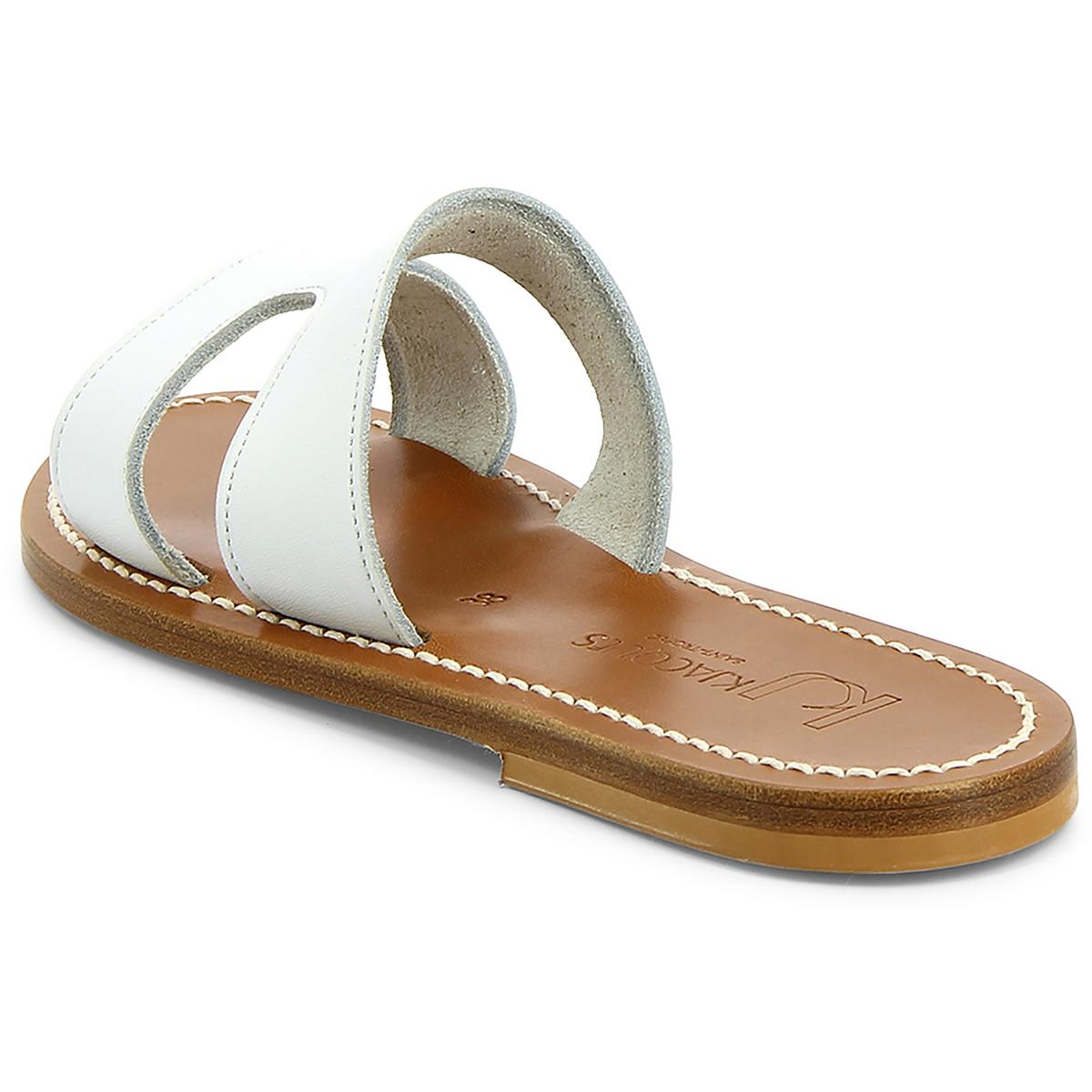 Womens Leather Slip-On Slide Sandals