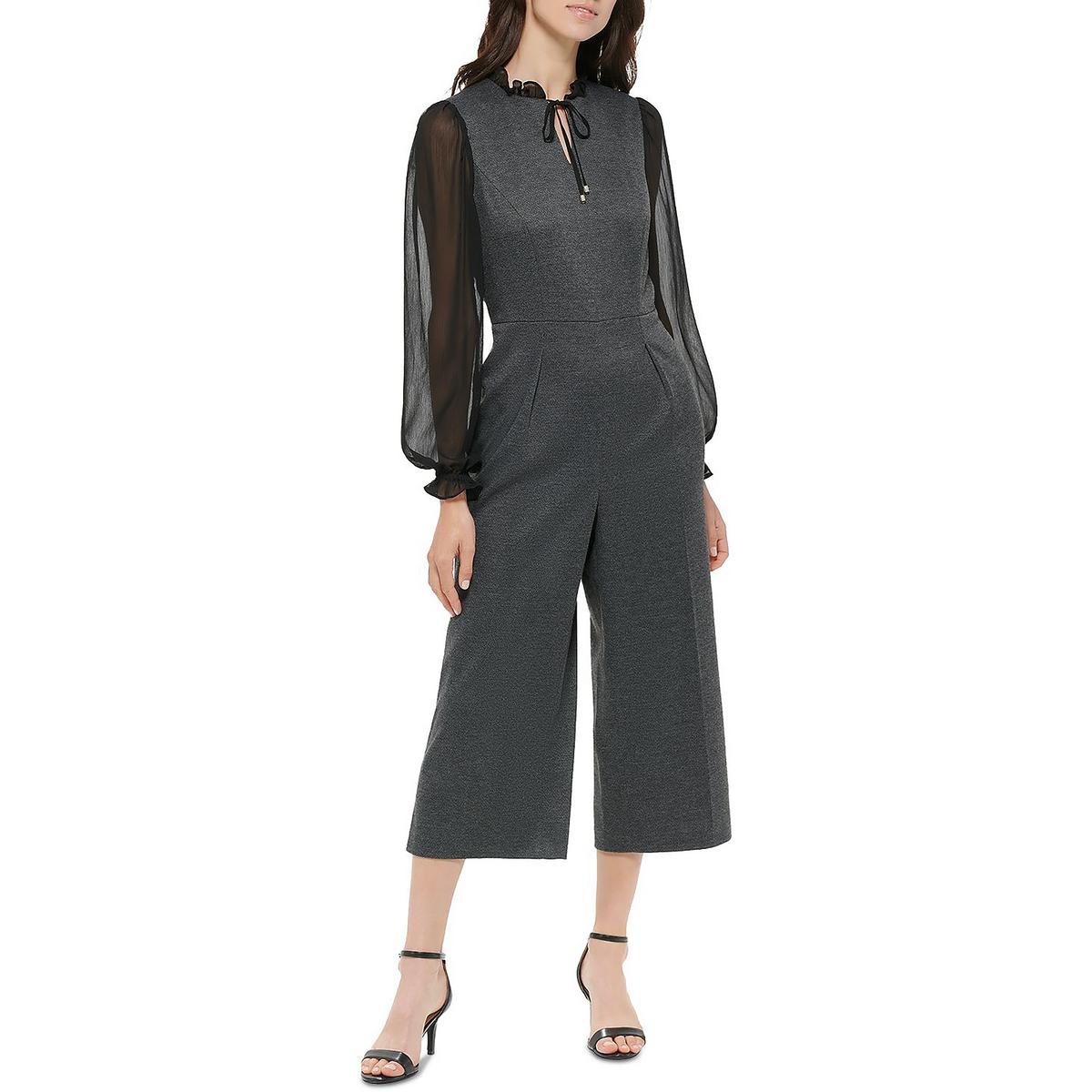 Womens Ruffled Sheer Jumpsuit