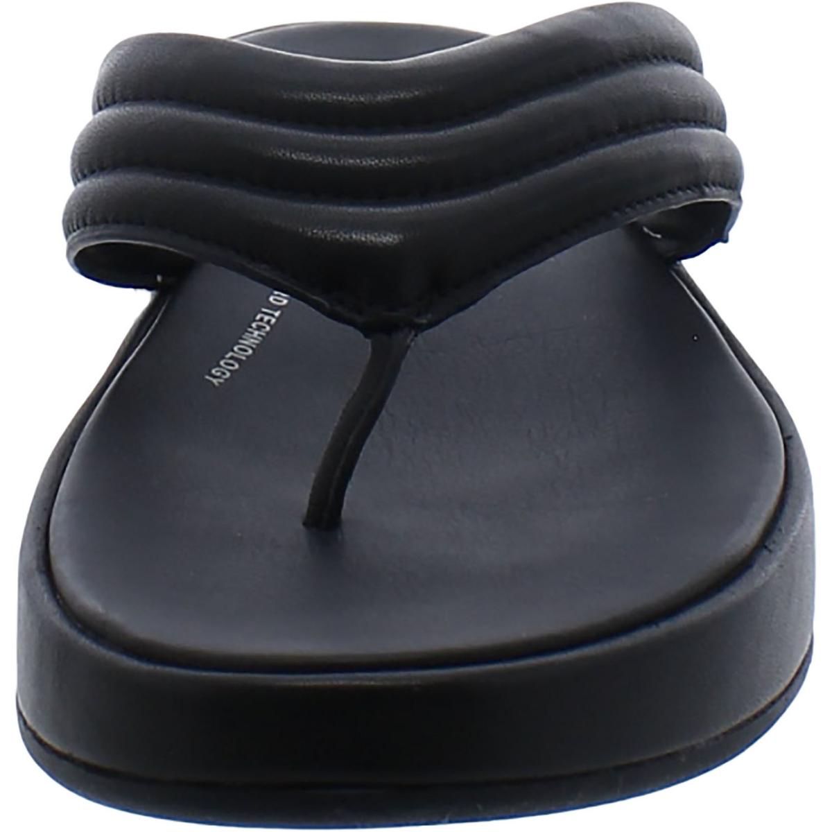 F-Mode Womens Leather Thong Wedge Sandals