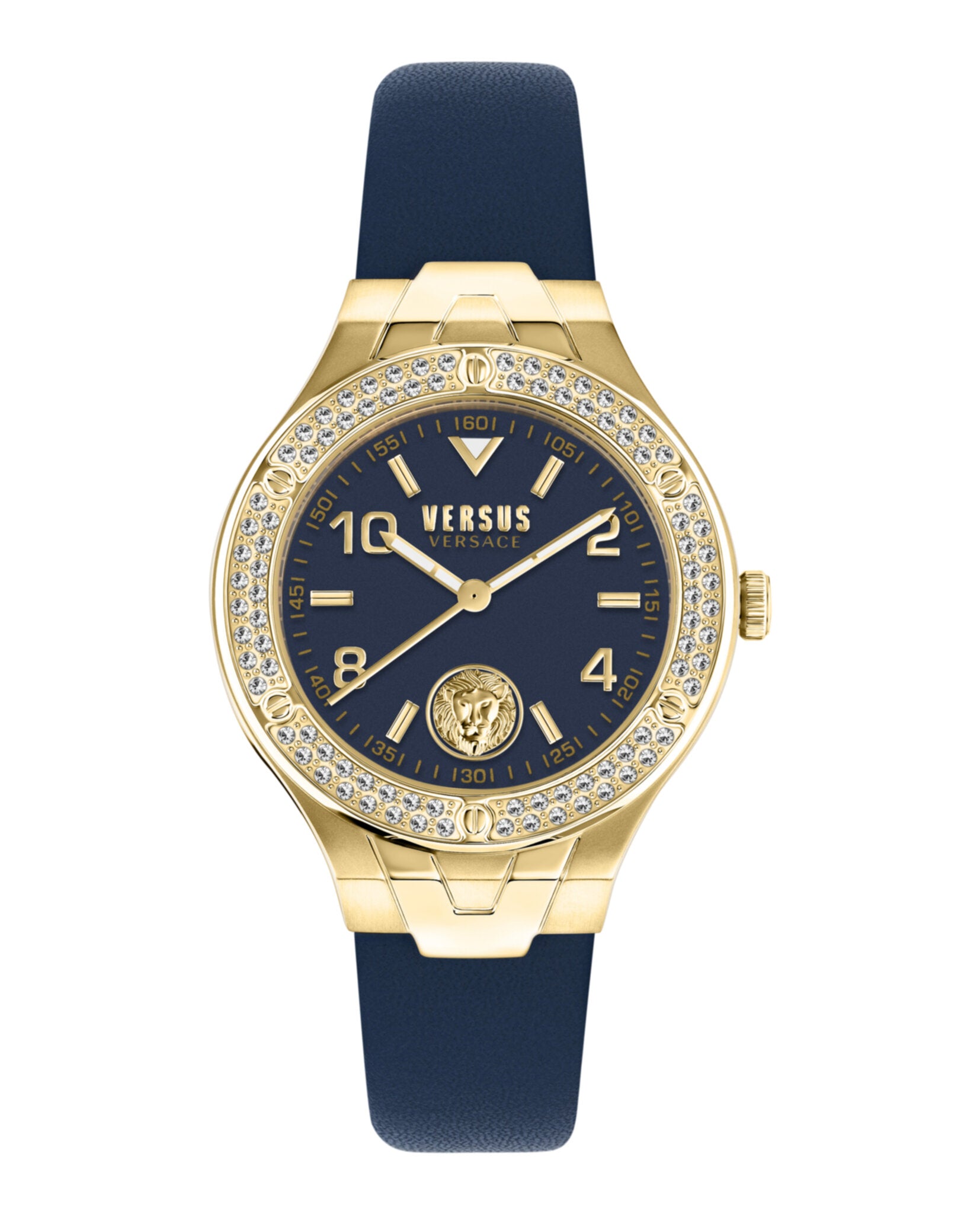 Versus Versace Womens Vittoria Crystal Gold 38mm Strap Fashion Watch