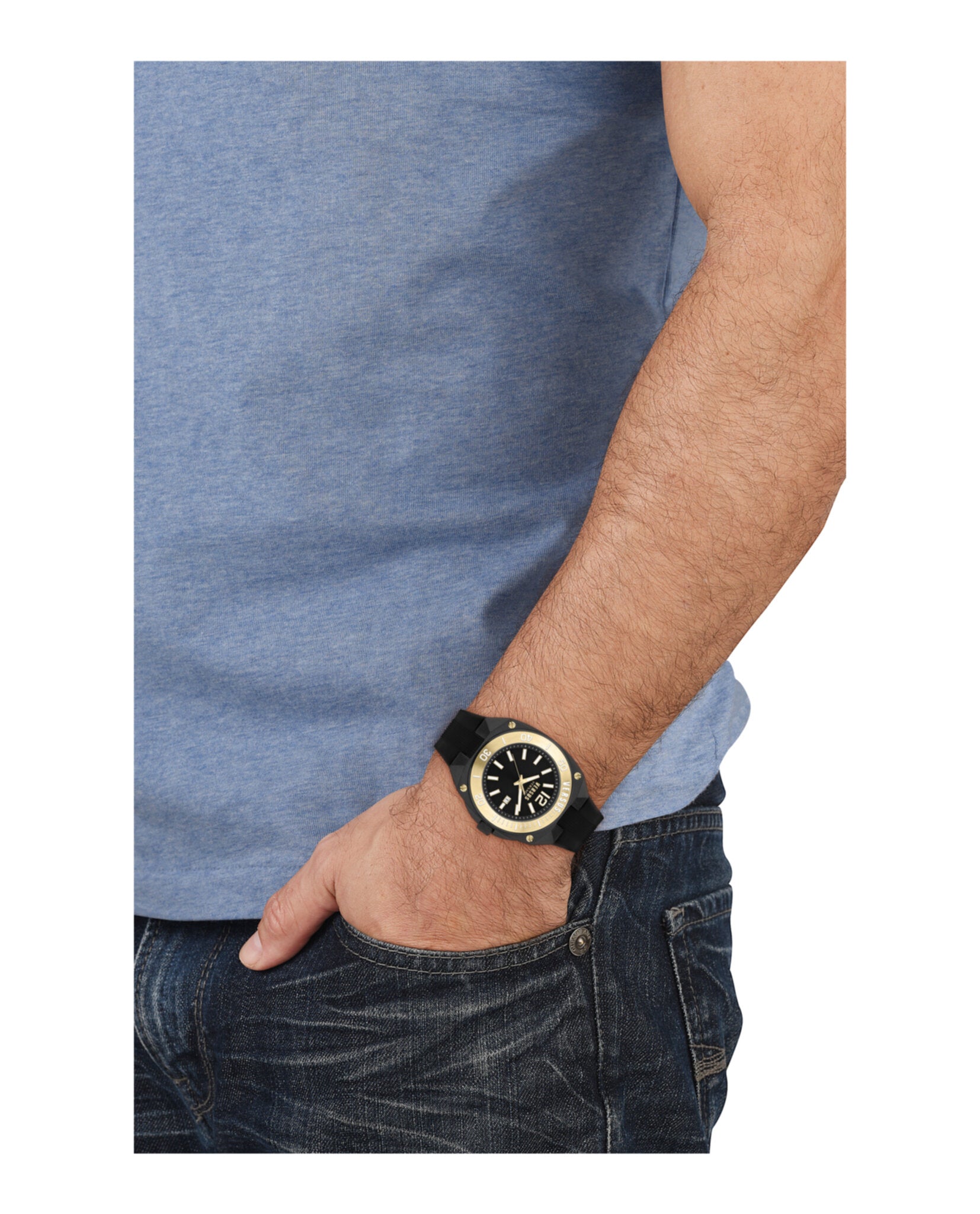 Versus Versace Mens Versus Reaction Black 48mm Strap Fashion Watch