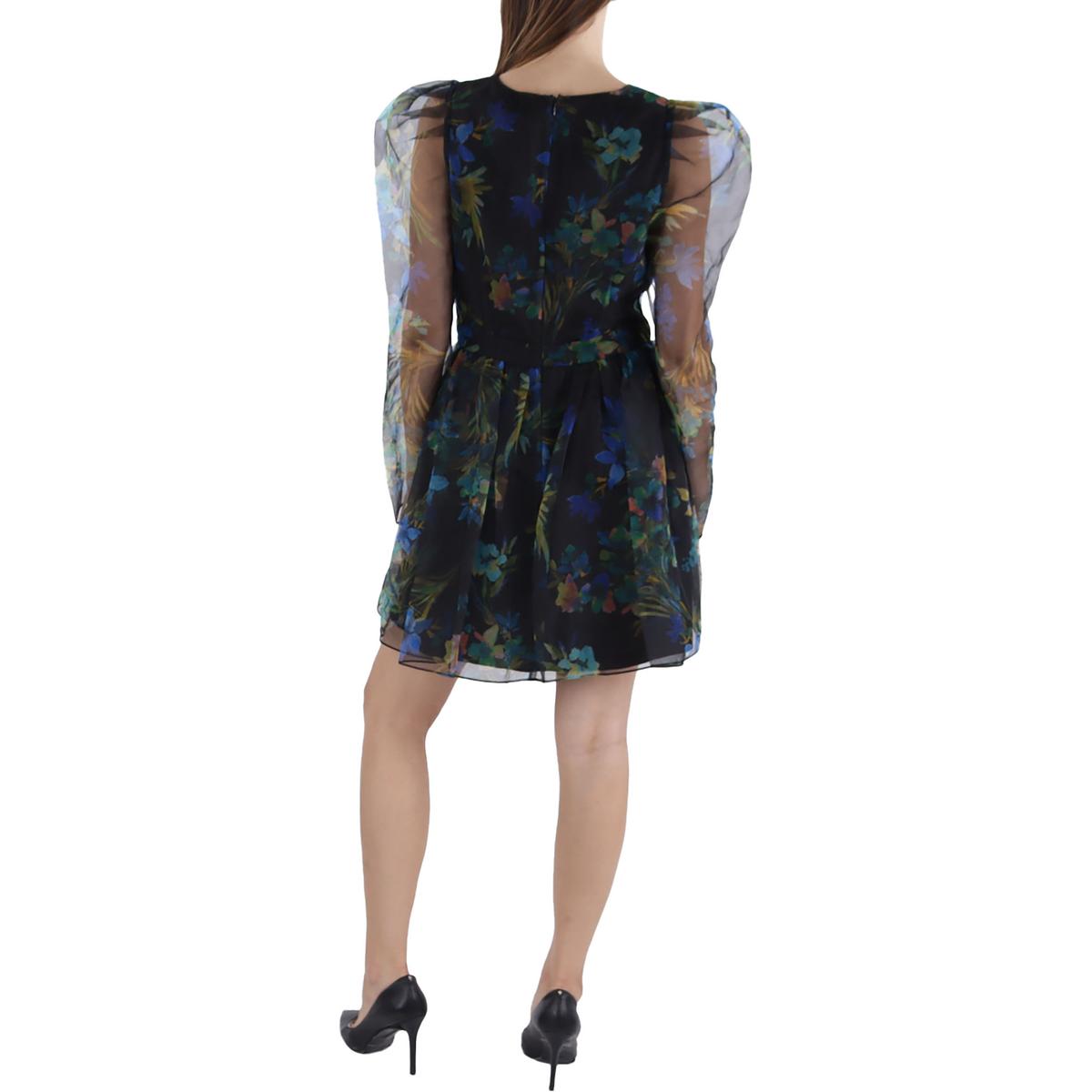 Linda Womens Floral Mini Cocktail And Party Dress