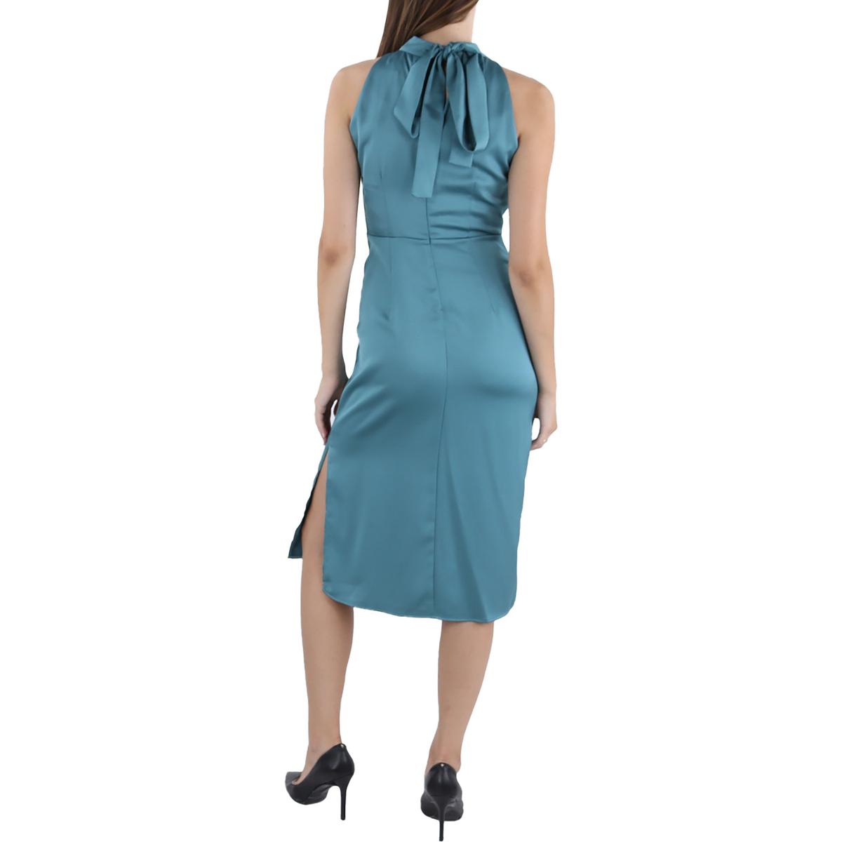 Womens High Neck Calf Midi Dress