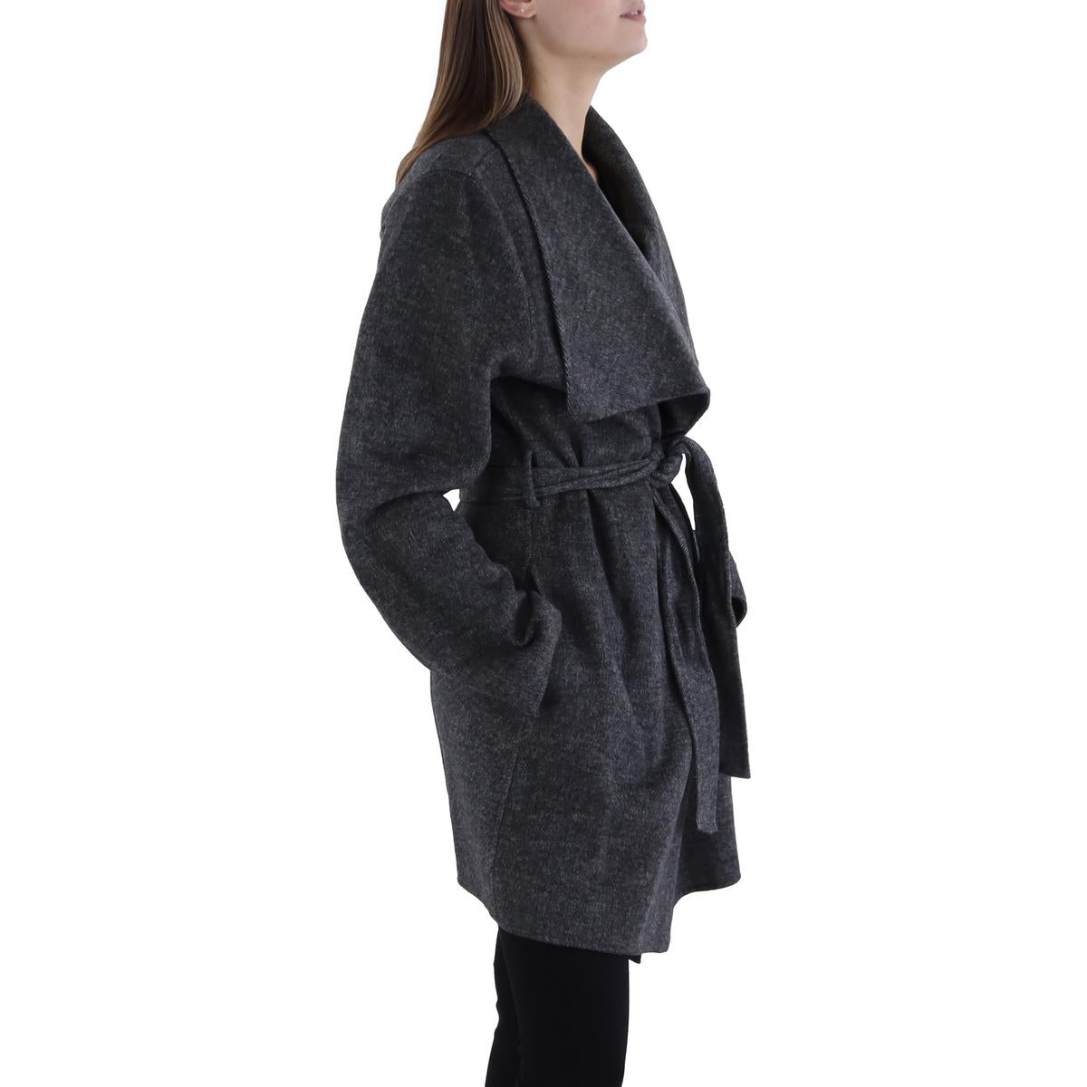 Womens Wool Blend Heathered Wrap Coat