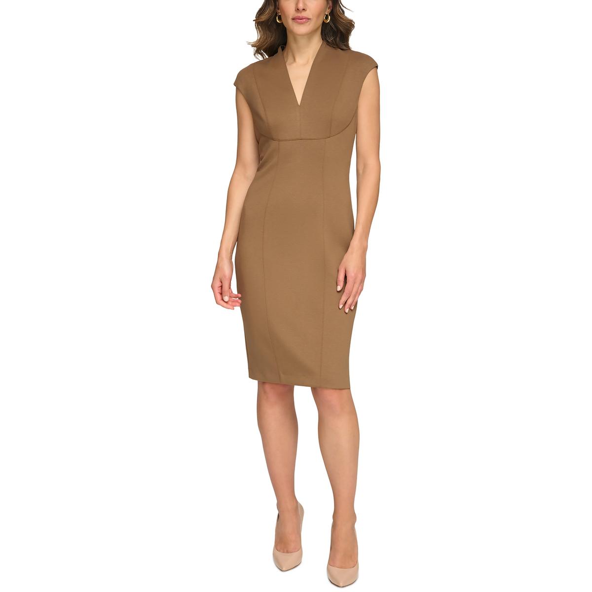 Womens Slit Polyester Sheath Dress