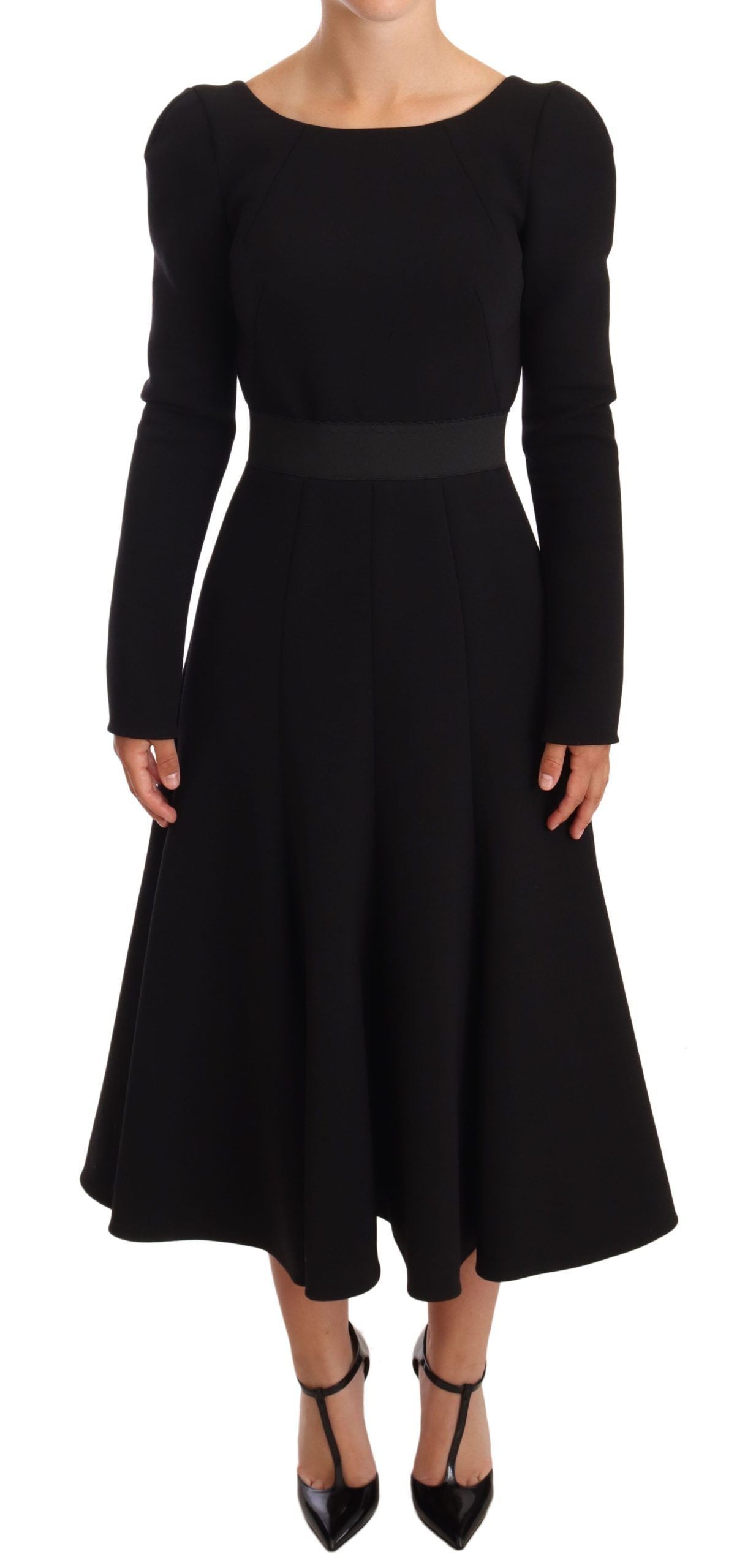 Dolce & Gabbana Elegant Black Stretch Sheath Mid-Calf Women's Dress