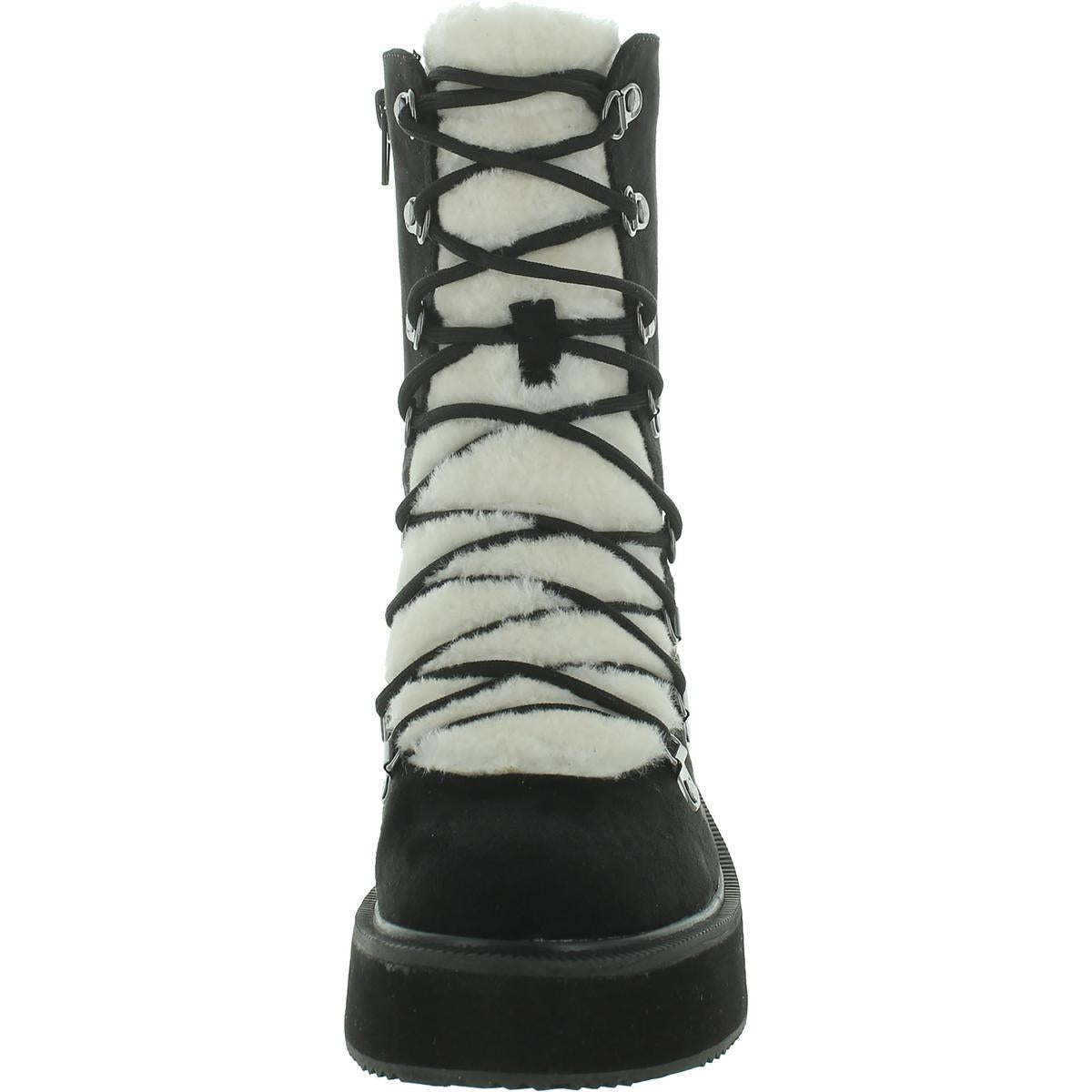 Womens Faux Suede Zipper Combat & Lace-Up Boots