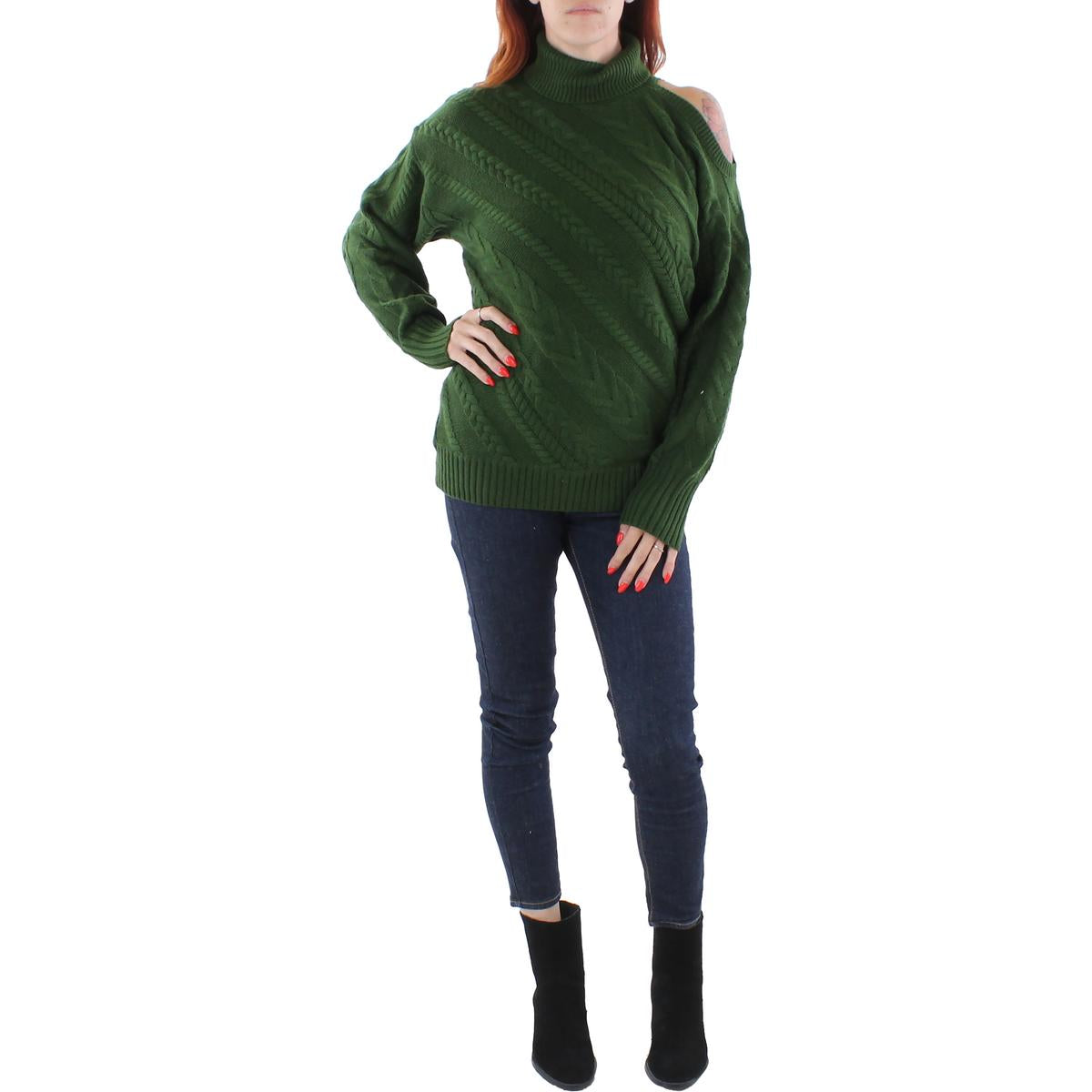 Womens Cable Knit Pullover Turtleneck Sweater