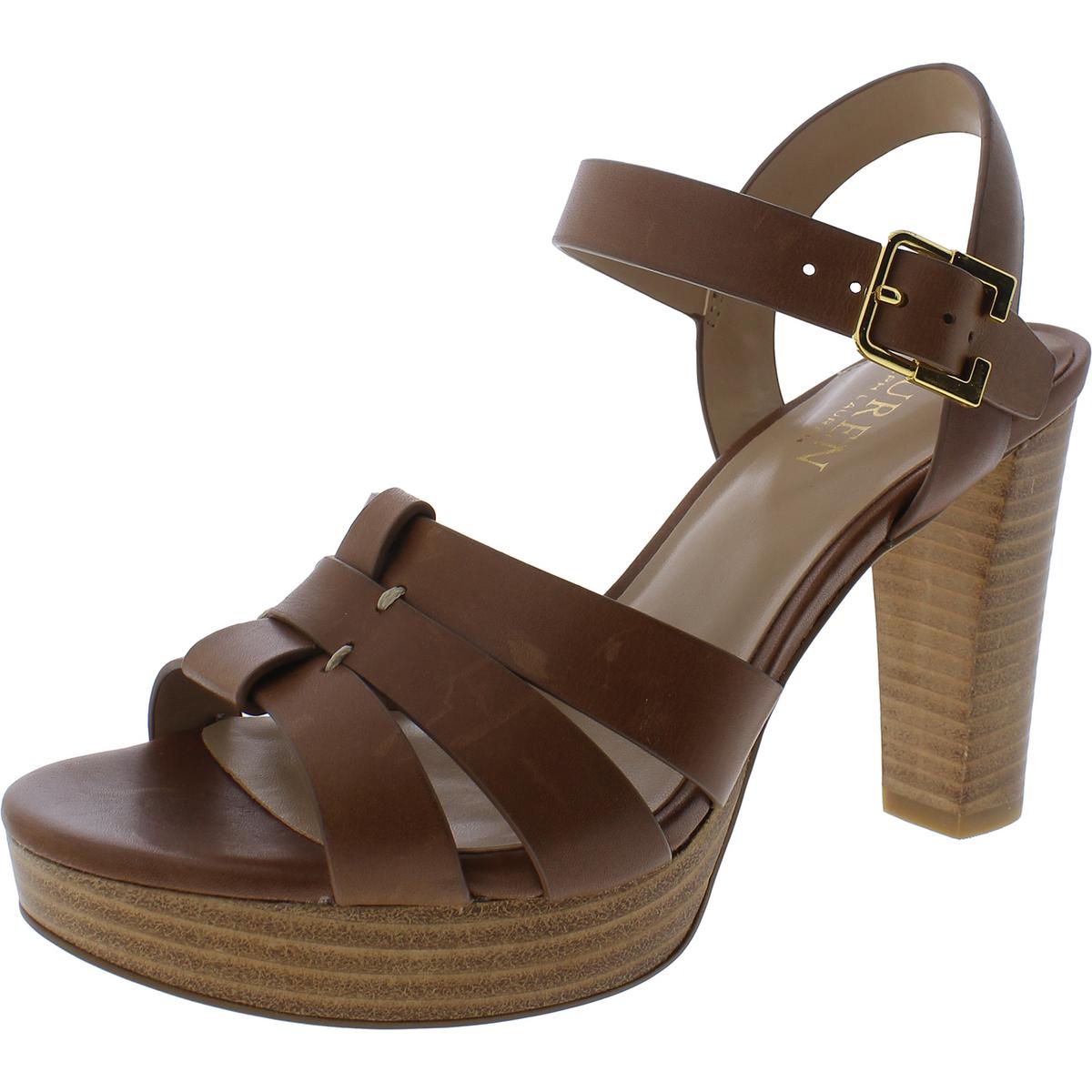 Soffia Womens Leather Platform Slingback Sandals