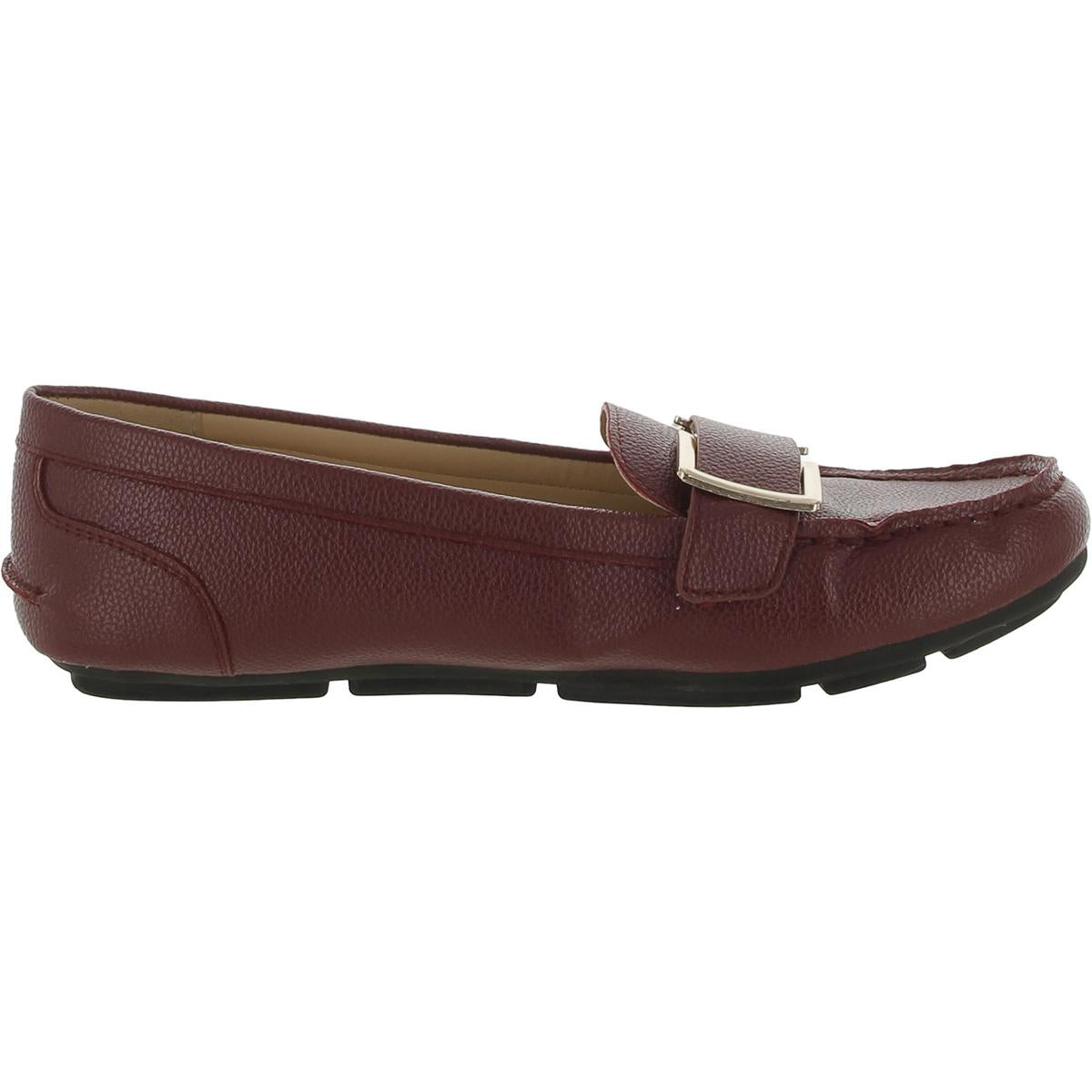 Womens Faux Leather Round Toe Moccasins