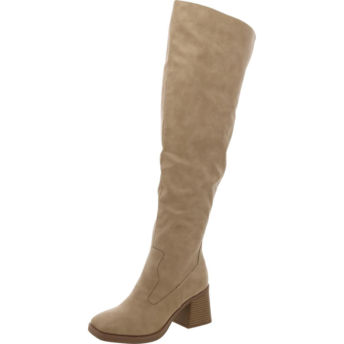 Vivvii Womens Tall Block Heel Over-The-Knee Boots