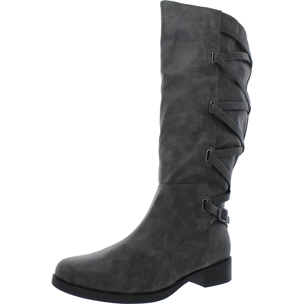 Womens Faux Suede Zipper Knee-High Boots