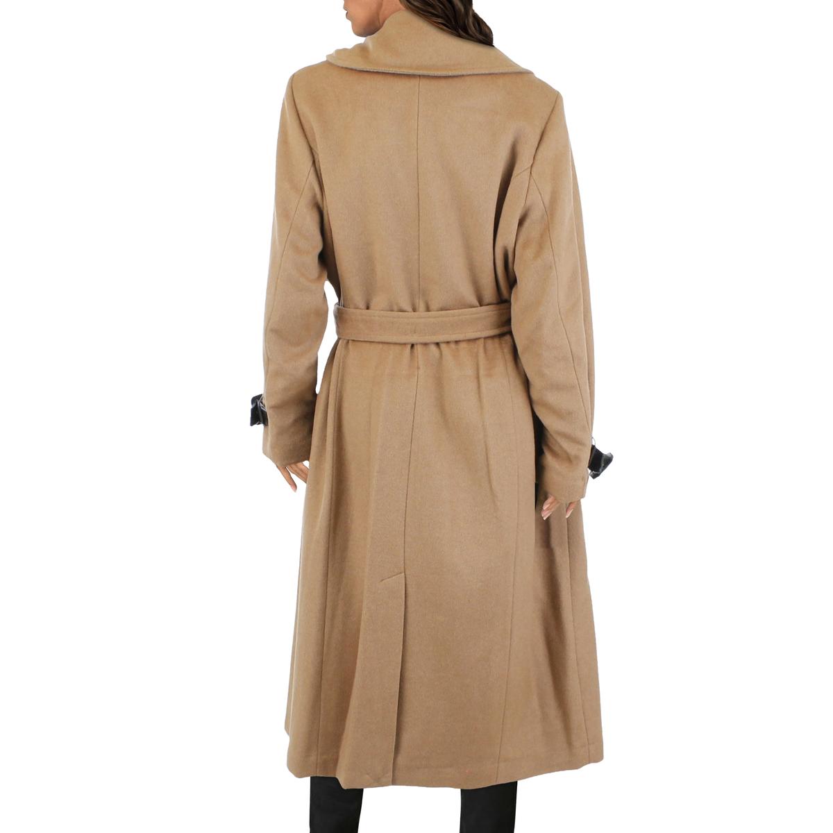 Plus Womens Wool Blend Belted Wrap Coat