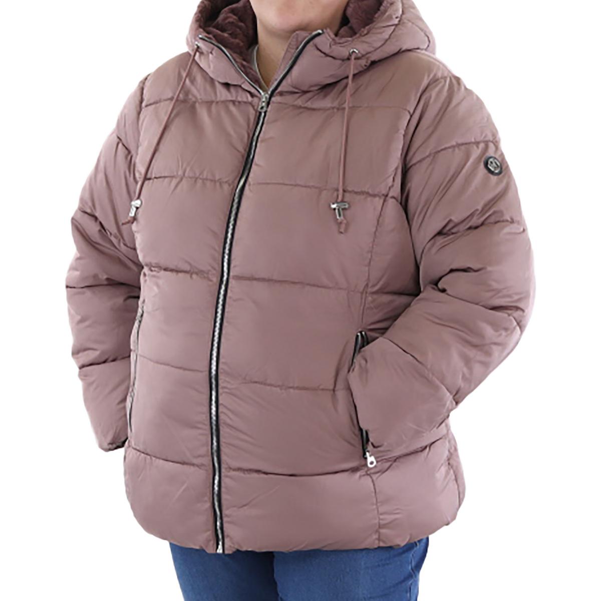 Plus Womens Insulated Faux Fur Lined Puffer Jacket