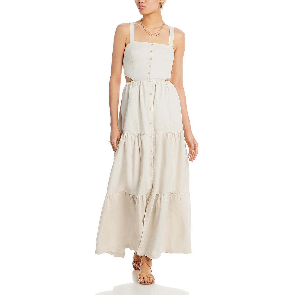 Shadi Womens Linen Blend Sleeveless Maxi Dress