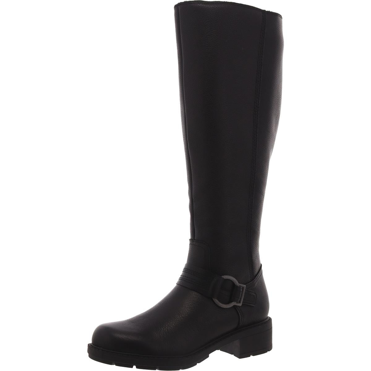 Hearth Raews Womens Leather Buckle Knee-High Boots