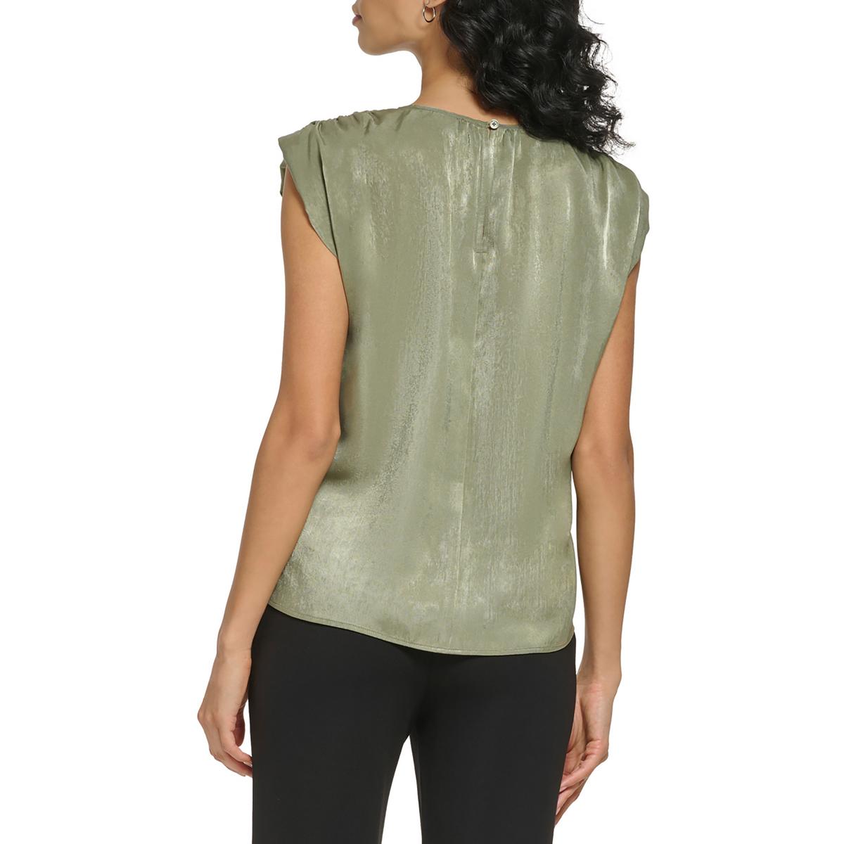 Womens Satin Crewneck Blouse