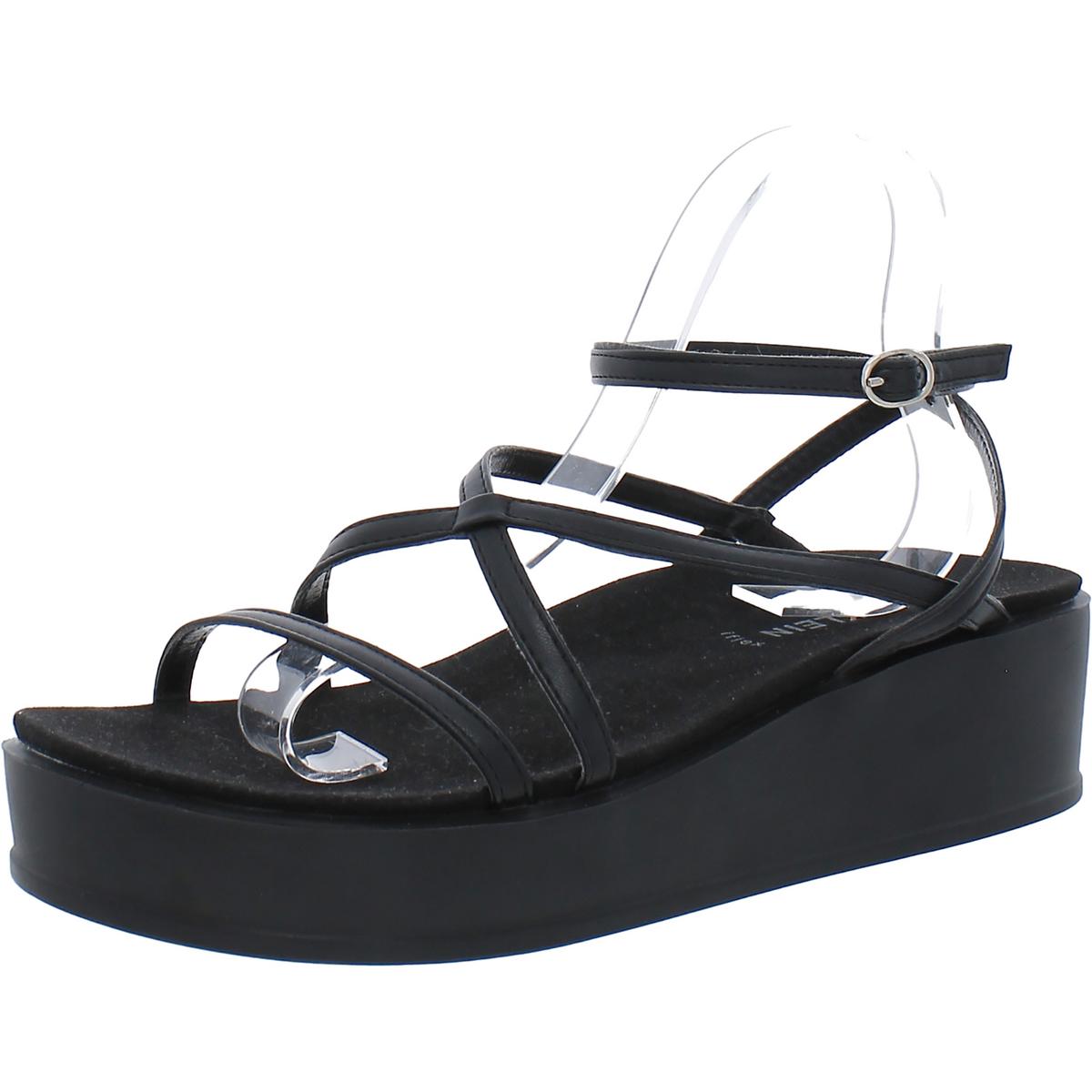 Vizzy Womens Faux Leather Platform Sandals