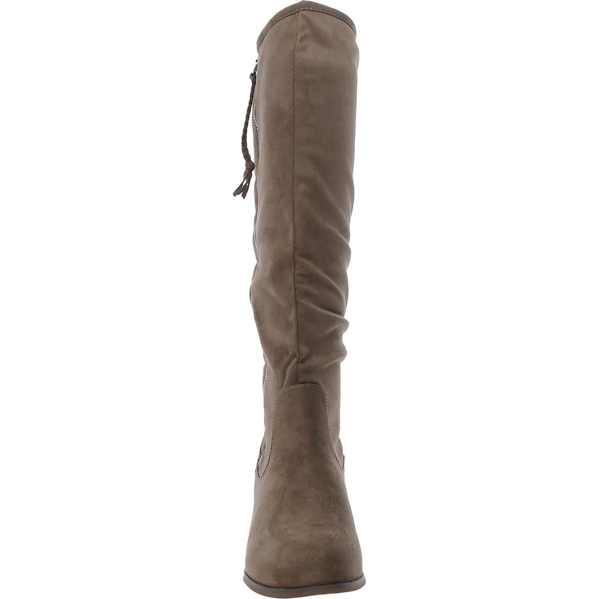 Womens Faux Suede Faux Fur Lined Knee-High Boots