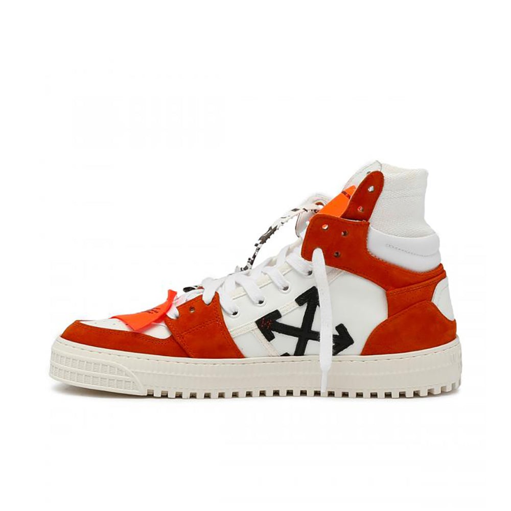 Off-White Men's Court 3.0 High Top Leather Suede Sneakers Orange White3