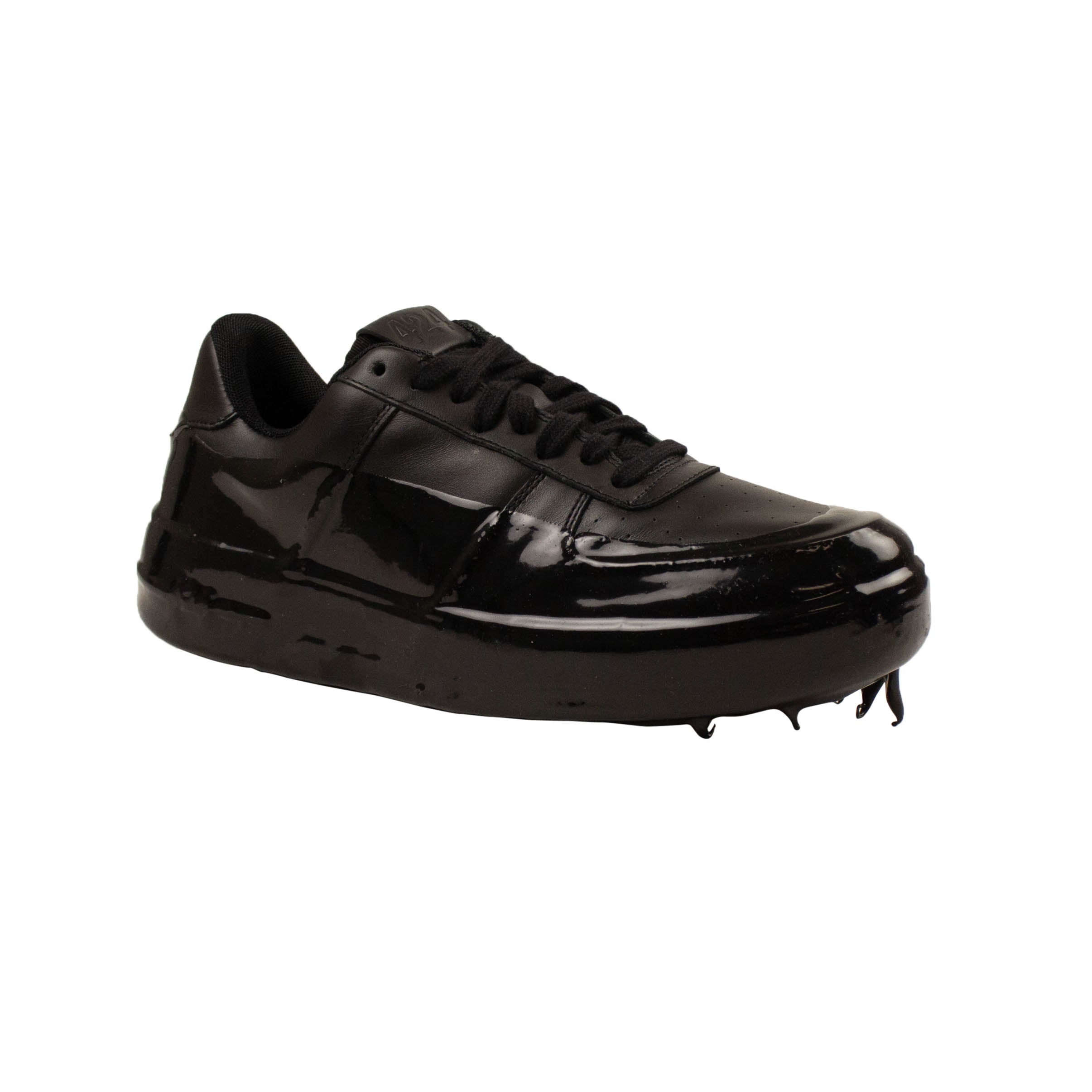 424 ON FAIRFAX Black Wax Dipped Low Top Sneakers1