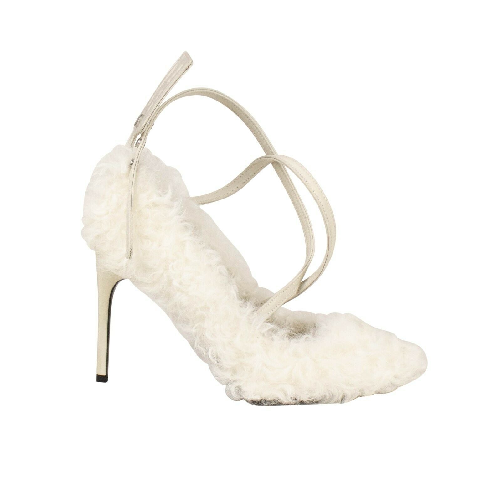 OFF-WHITE C/O VIRGIL ABLOH White Furry Zip Tie Heels