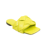 BOTTEGA VENETA Kiwi Yellow Woven Lido Flat Sandals1