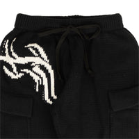 SIBERIA HILLS Black Heavy Tribal Knit Sweatpants3