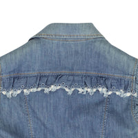 BOUTIQUE MOSCHINO Blue Denim Eyelet Ruffle Sleeveless Vest4