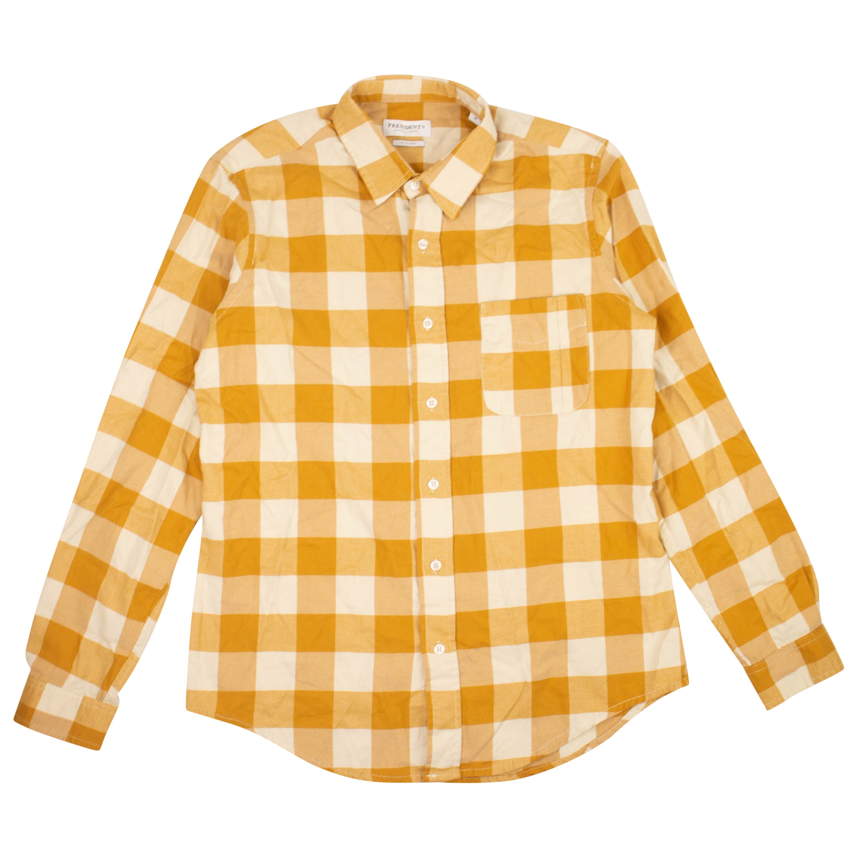 PRESIDENT'S Yellow Curry Chatham Soft Check Flannel Shirt1