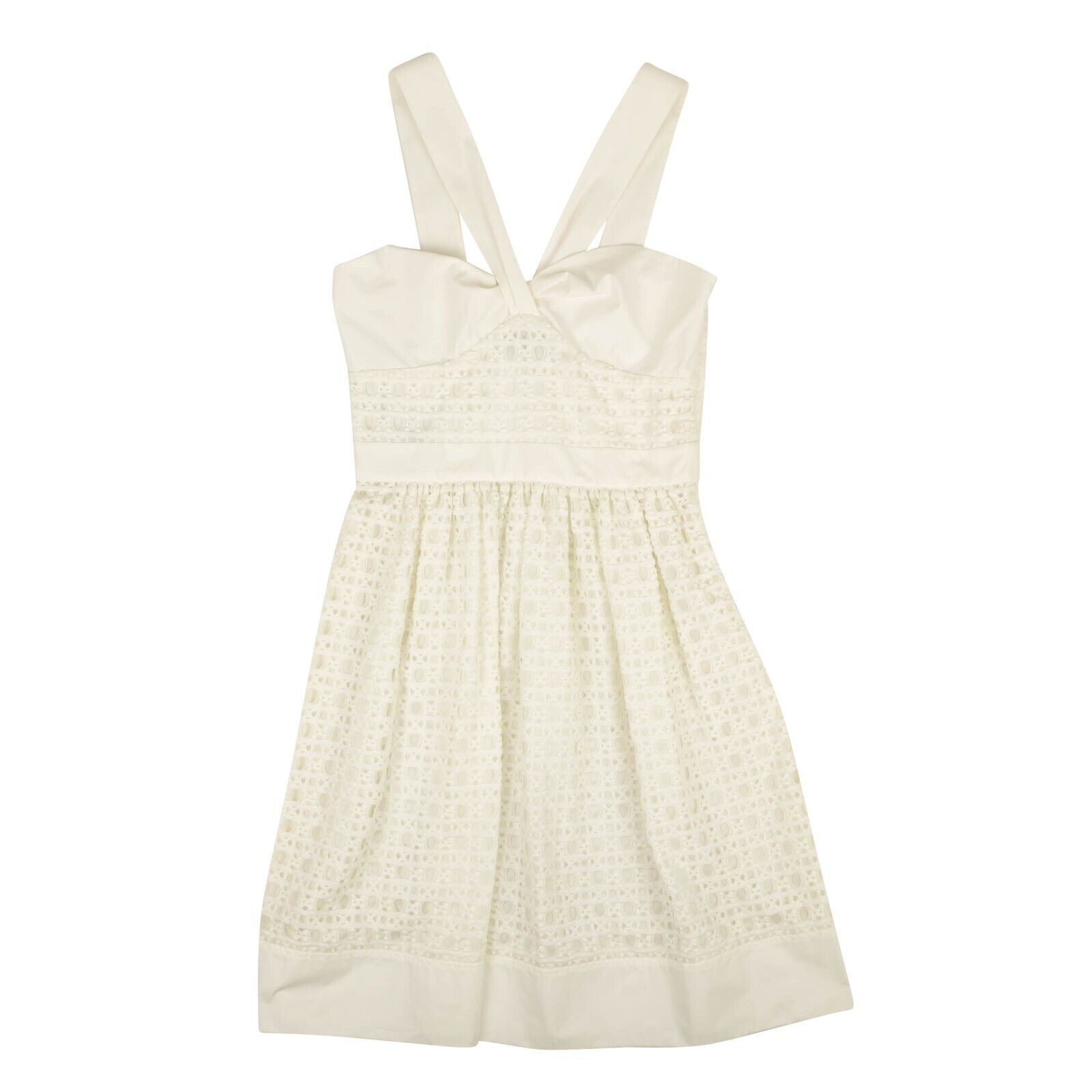 BOUTIQUE MOSCHINO White Sweetheart Lace V-Strap Dress1